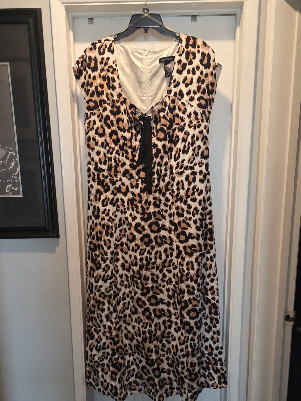 Ashley Stewart Leopard Print Midi Dress with Front Tie